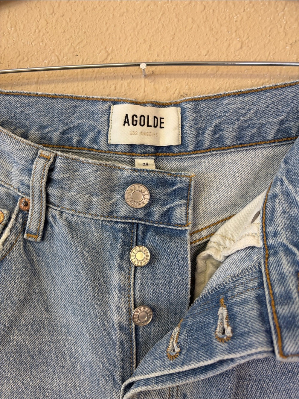 Agolde Dame Light Blue Wide Leg High-Rise Jeans - Picture 2 of 5